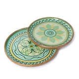 Dark Sea Green Garden View Round Wooden Tray Decorative Tray