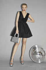 Dark Gray Black Corsage Skater Mini-Dress Mini Dress