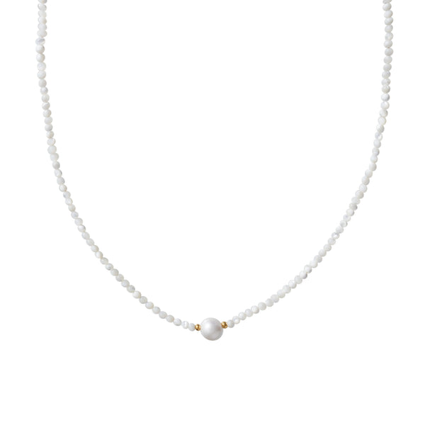 Light Gray White Thin Pearls Necklace Necklace