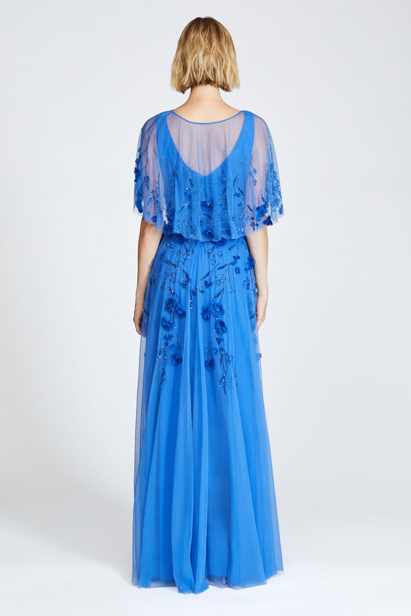 Royal Blue Fabiana | Beaded Capelet Gown Formal Gown