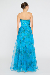 Light Sea Green Anaclara | Strapless Gown in High Noon Blossoms Formal Dress