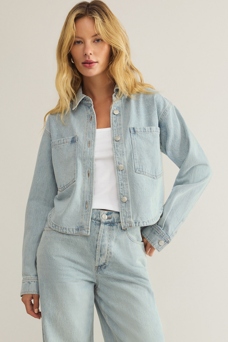 Gray All Day Cropped Denim Jacket Jacket