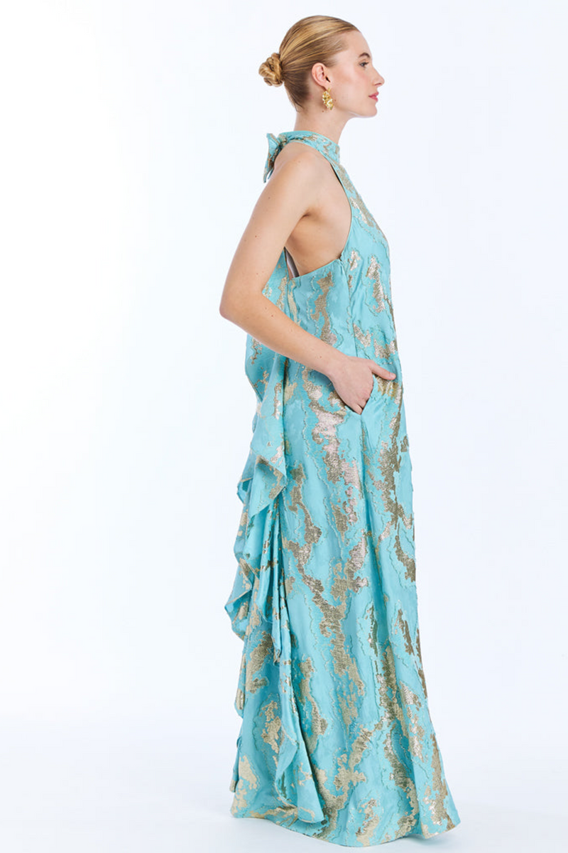 White Smoke Adelina Gown in Blue/Gold Formal Dress