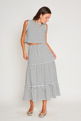 Maya Skirt in Black & White Stripe