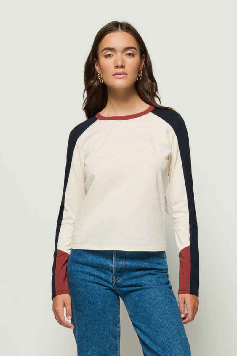 Light Gray Carmen Colorblock Tee in Topa Color Block T Shirt