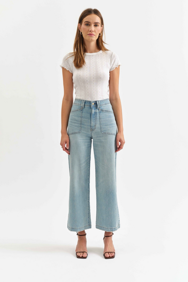 White Smoke Valley Girl Wide Leg Ankle | Romcom Jeans