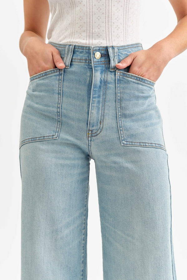 Gray Valley Girl Wide Leg Ankle | Romcom Jeans