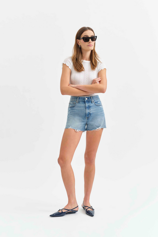 White Smoke Troublemaker High Rise Short | Marina Vintage Denim Shorts