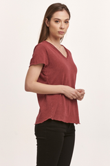 Saddle Brown Vanya Short Sleeve Slub Tee shirt