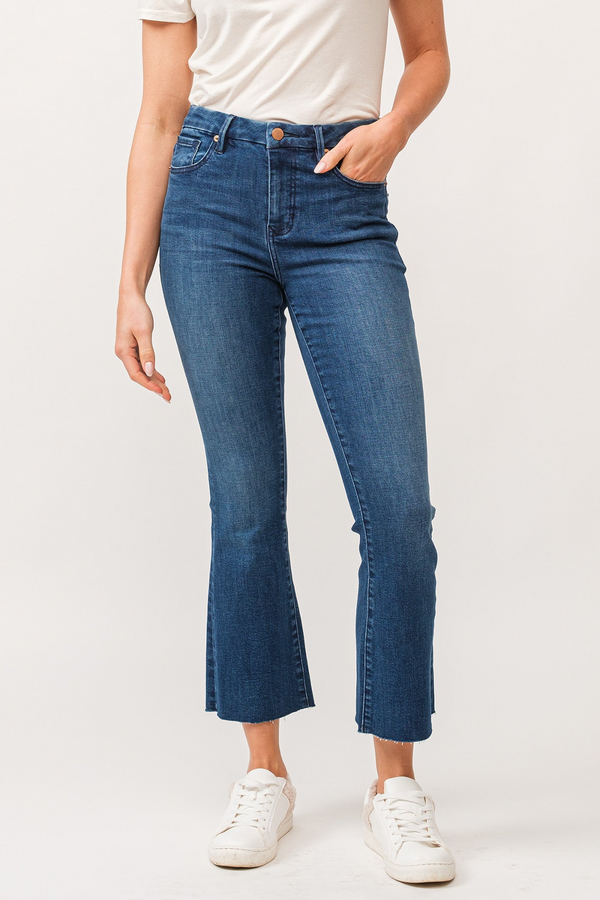 Dark Slate Gray Jeanne Mid Rise Cropped Flare Jeans | Violet Blue Jeans