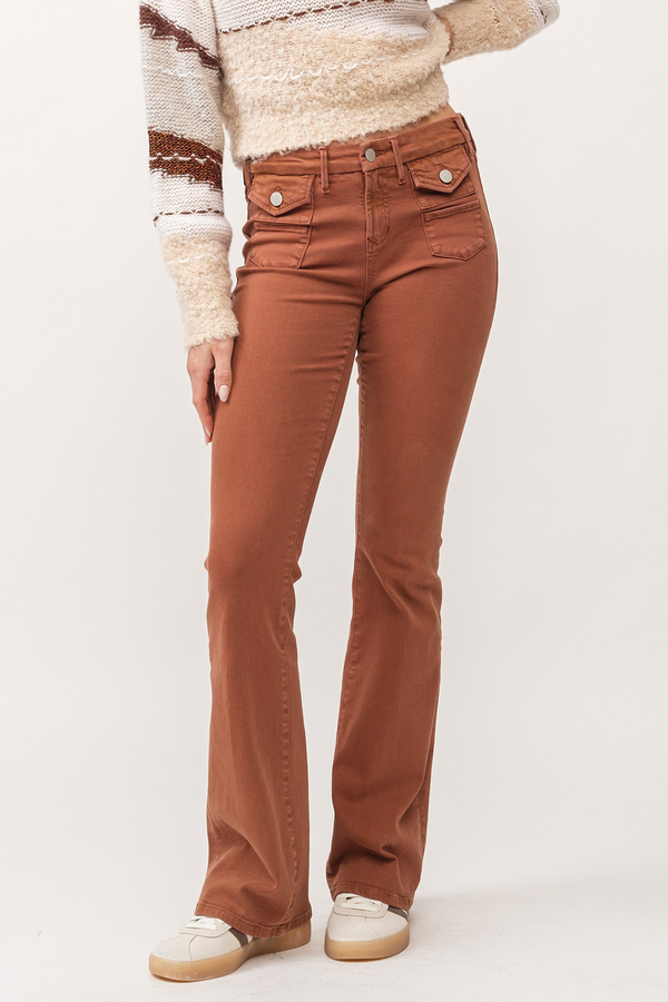 Sienna Jaxtyn Mid Rise Bootcut Jeans | Burnt Sienna Pant