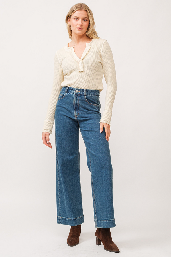 Antique White Audrey High Rise Wide Leg Jean | Bluenote Jeans