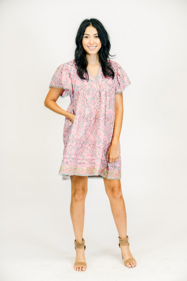 Beige Greta Mini | Cherry Blossom Mini Dress