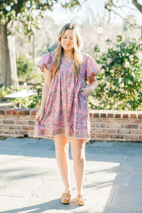 Light Gray Greta Mini | Cherry Blossom Mini Dress