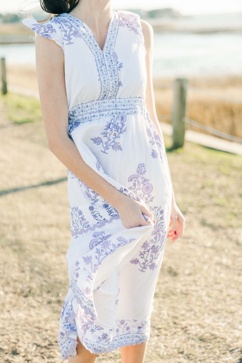 Light Gray Hallie Midi | Violet Orchid Midi Dress