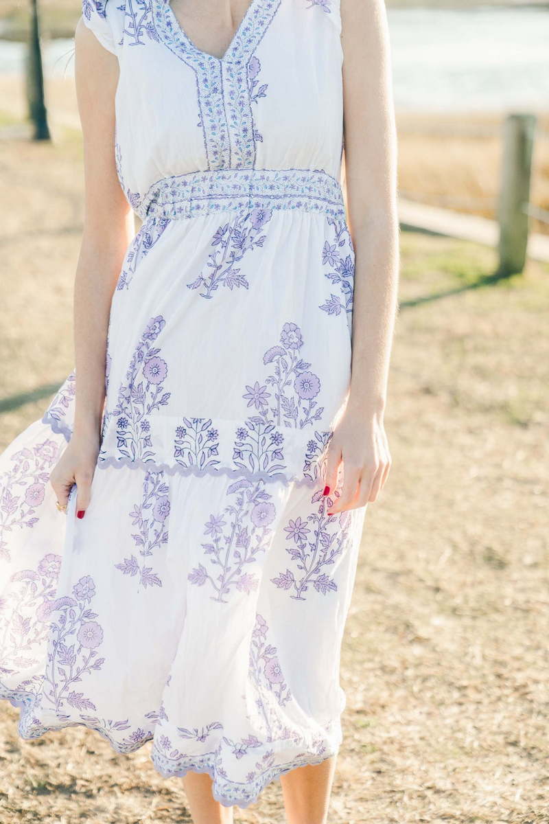 Light Gray Hallie Midi | Violet Orchid Midi Dress