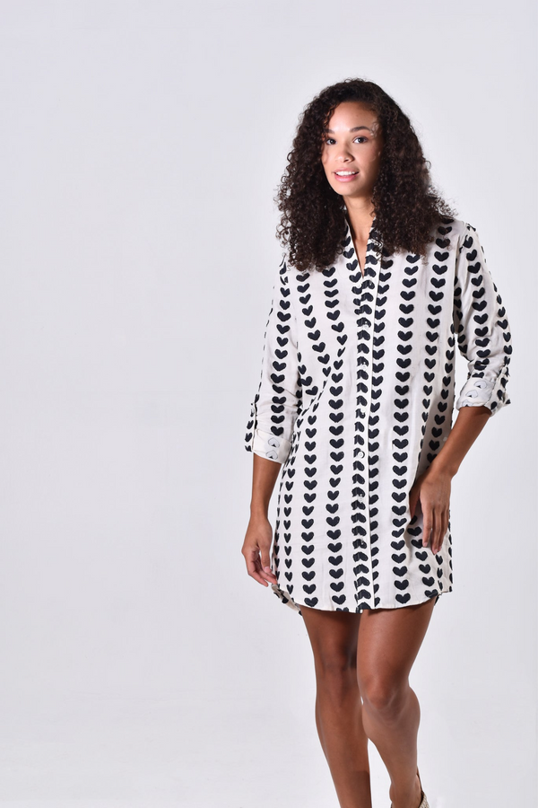 Light Gray Black Hearts Girlfriend Dress Dress