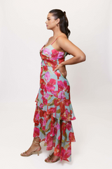Kennedi Dress in Mint Watercolor Pastel Orchids