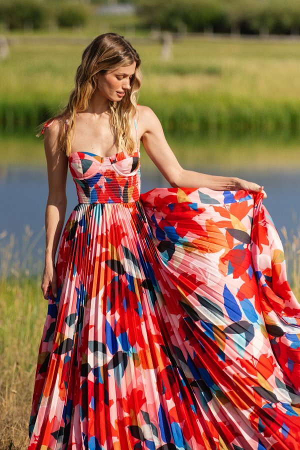 Sienna Ayla Dress | Coral Papier Mache Floral Maxi Dress