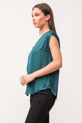 Dark Slate Gray Yanis V-Neck Sleeveless Top Top