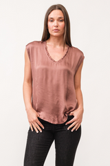 Misty Rose Yanis V-Neck Sleeveless Top Top