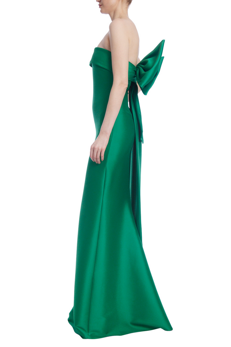 Sea Green Mikado | Bow Back Mermaid Gown Formal Dress