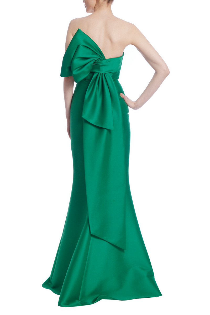 Sea Green Mikado | Bow Back Mermaid Gown Formal Dress