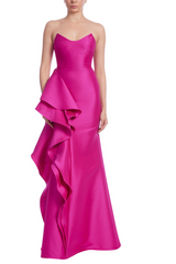 Medium Violet Red Strapless Gown with Pointed Sweetheart Neckline Formal Dress