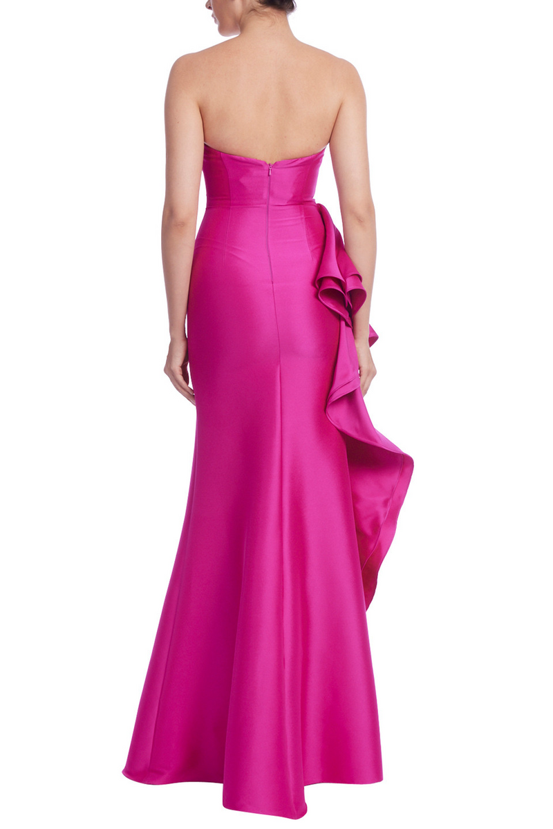 Medium Violet Red Strapless Gown with Pointed Sweetheart Neckline Formal Dress