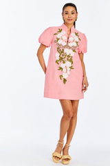 White Smoke Elliana Barong Mini Dress in Watermelon Pink Mini Dress