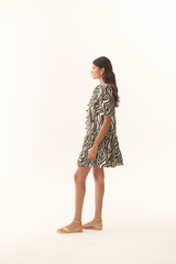 Floral White Vanessa Dress in Black/Bone Mini Dress