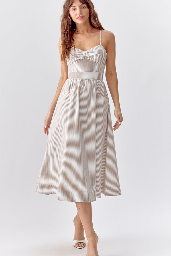Light Gray Harper Stripe Midi Dress