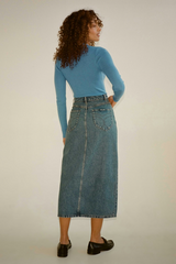 Gray Chicago Skirt | Lyocell Blue Mid Vintage Blue Midi Skirt