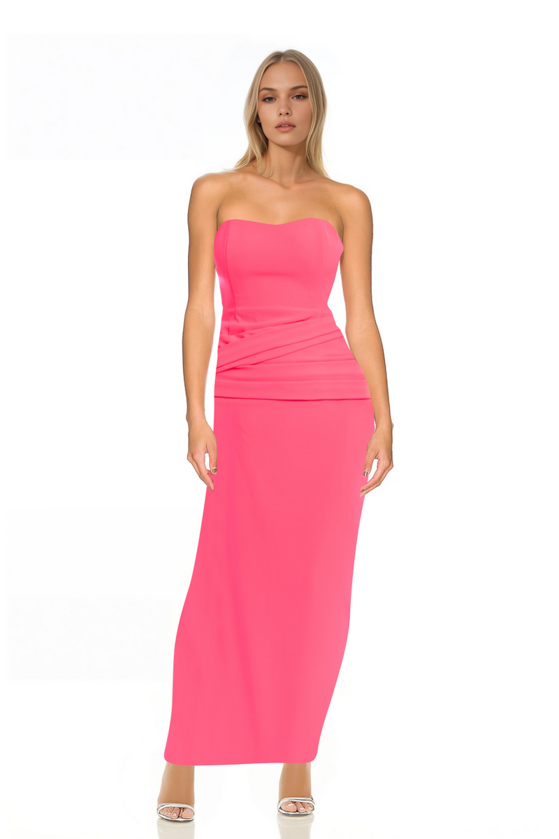 Light Coral Emery Fitted Strapless Gown Formal Dress