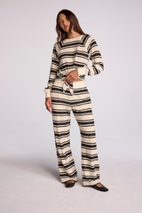 Light Gray Kade Pullover in Black Stripe Top