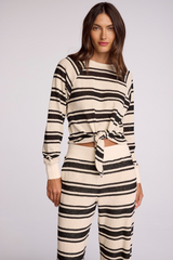 Light Gray Kade Pullover in Black Stripe Top