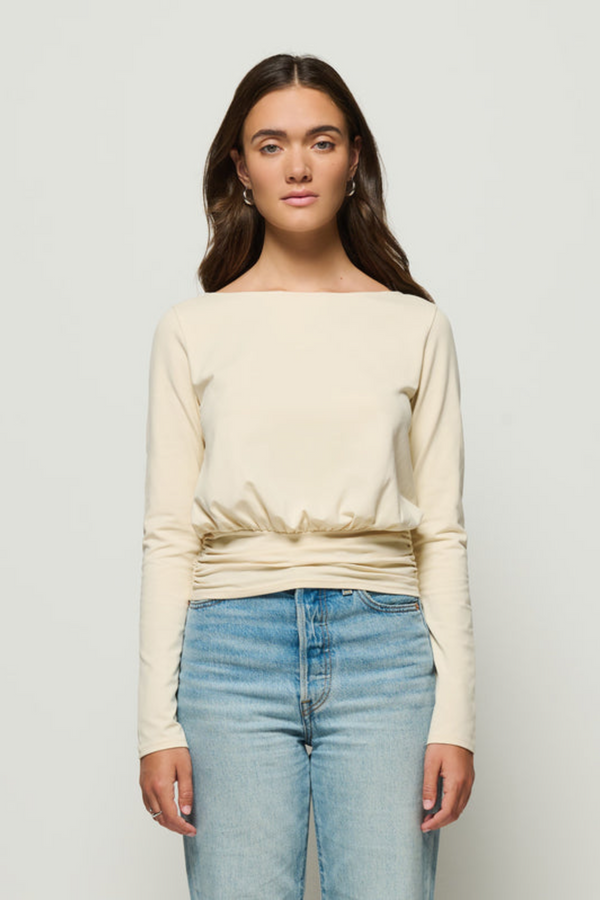 Light Gray Lilah Boat Neck Top Top