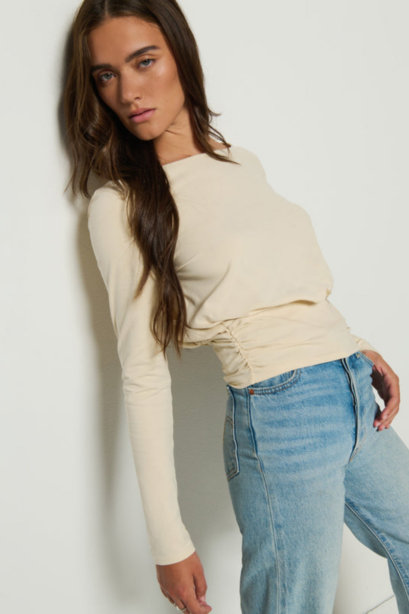 Light Gray Lilah Boat Neck Top Top