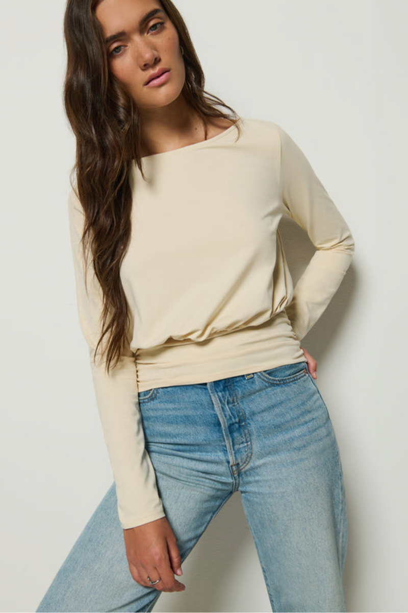 Light Gray Lilah Boat Neck Top Top