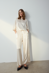 Gray Lorene Wide Leg Satin Pant Pant