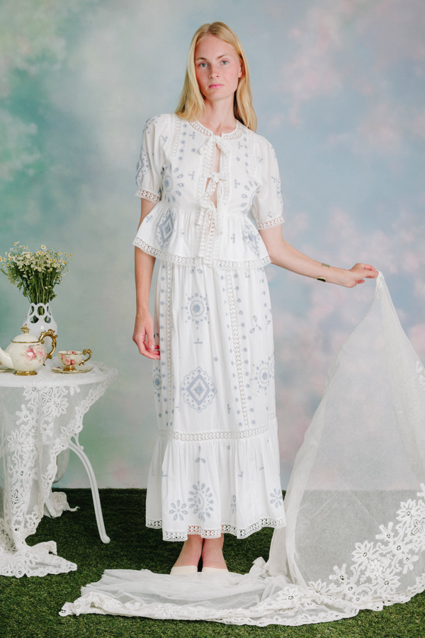 Roseanna Top in Forget Me Knot Embroidery