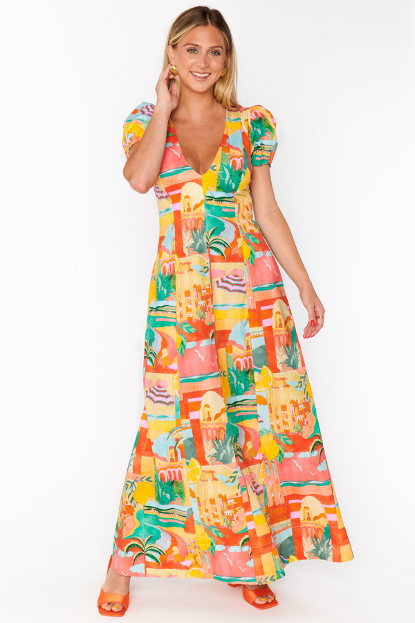 Antique White Winnie Maxi Dress in Postcards From Italia Maxi Dress