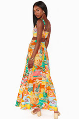 Dark Salmon Pisa Skirt in Postcards From Italia Maxi Skirt