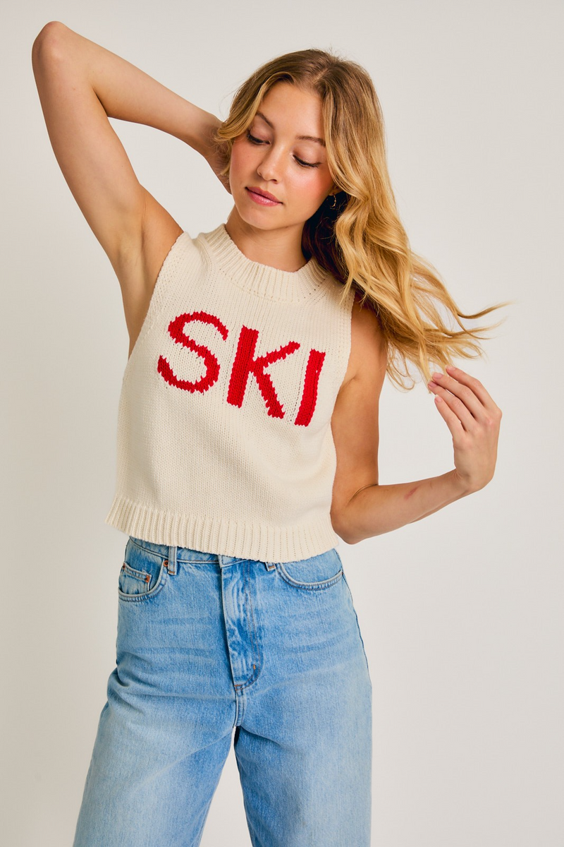 Light Gray SKI Sleeveless Sweater Sweater