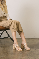 Tan Margaret Rattan Heels Heel