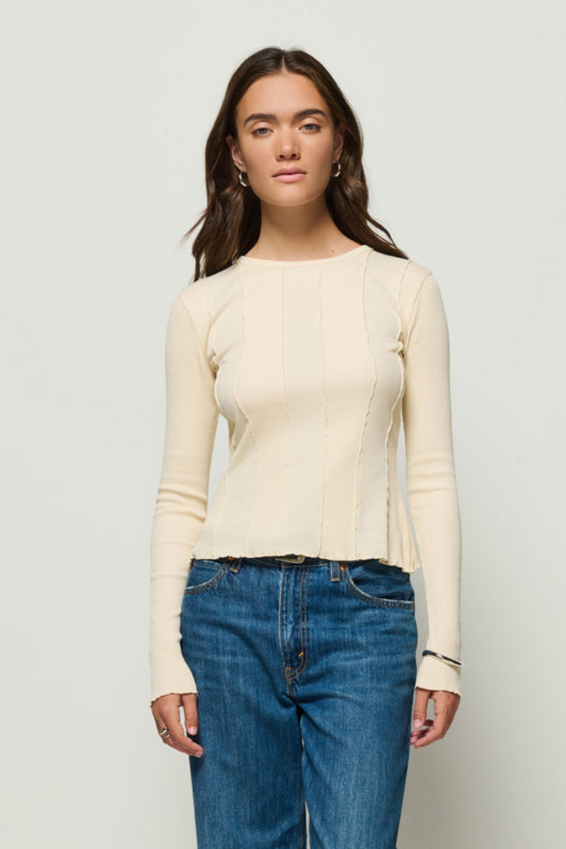 Light Gray Nico Seamed Top Top