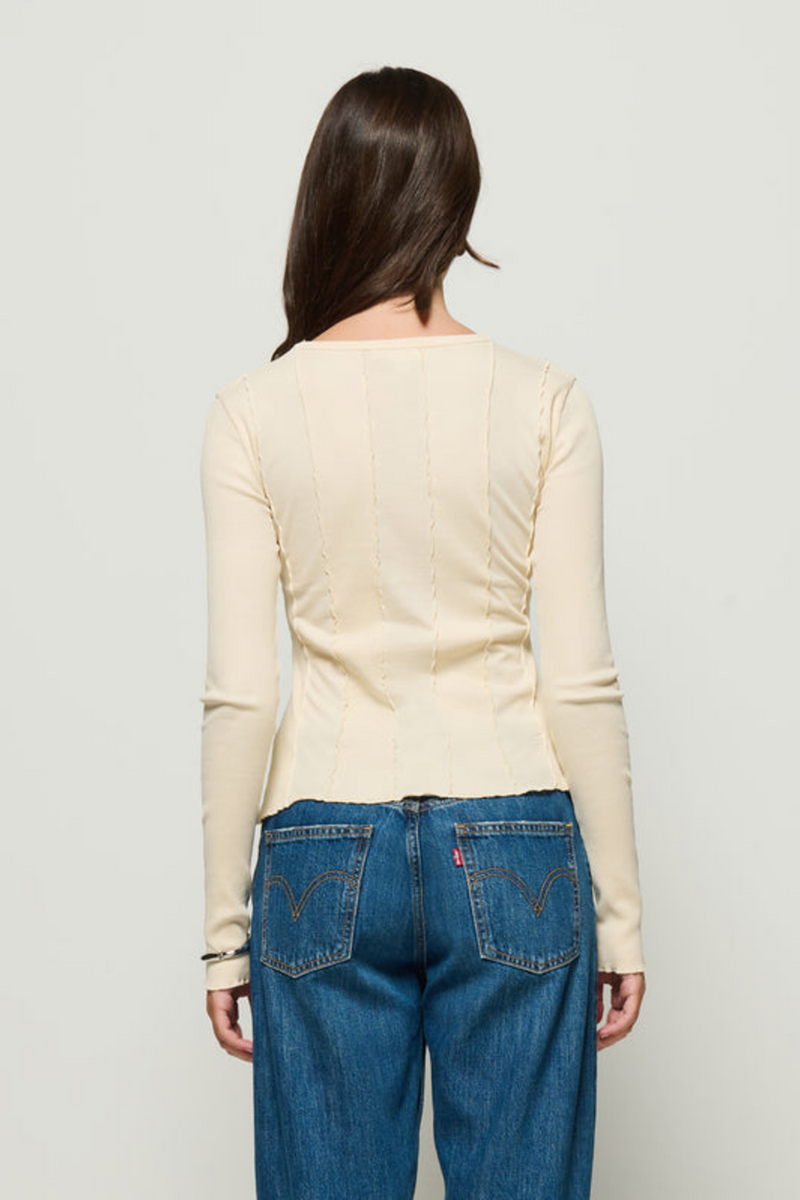 Light Gray Nico Seamed Top Top