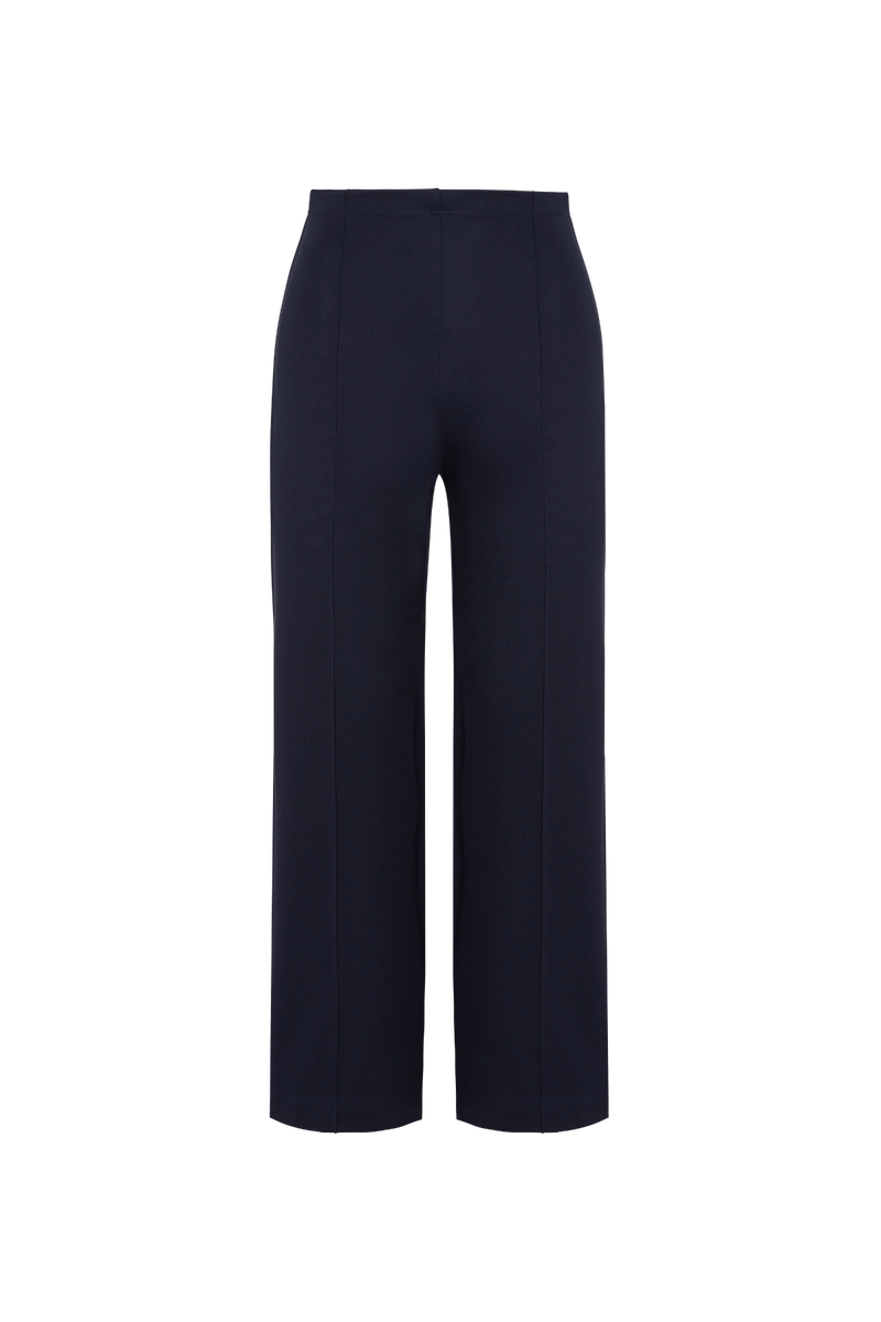 Black Ponte Knit Straight Leg Pant: Cropped Pant