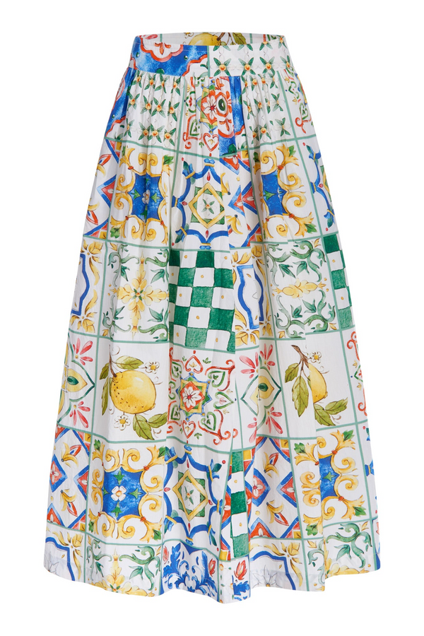 Light Gray Kit Skirt in Majolica Midi Skirt