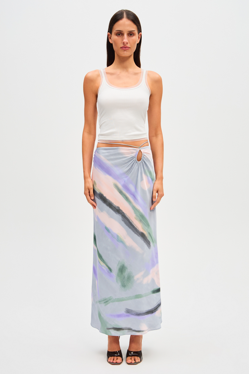 Lavender Melody Satin Skirt in Elysian Fields Maxi Skirt